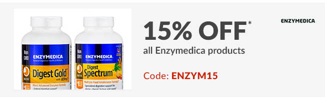 15% off* all Enzymedica products. Code: ENZYM15